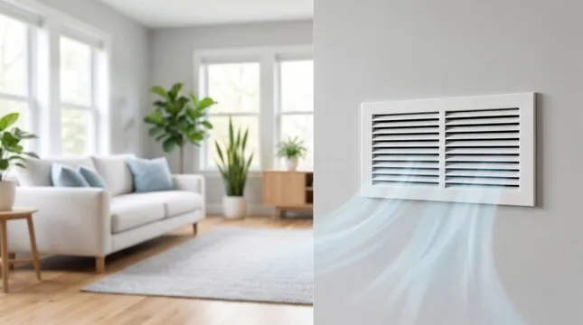 Modern home ventilation system circulating fresh air to improve indoor air quality.